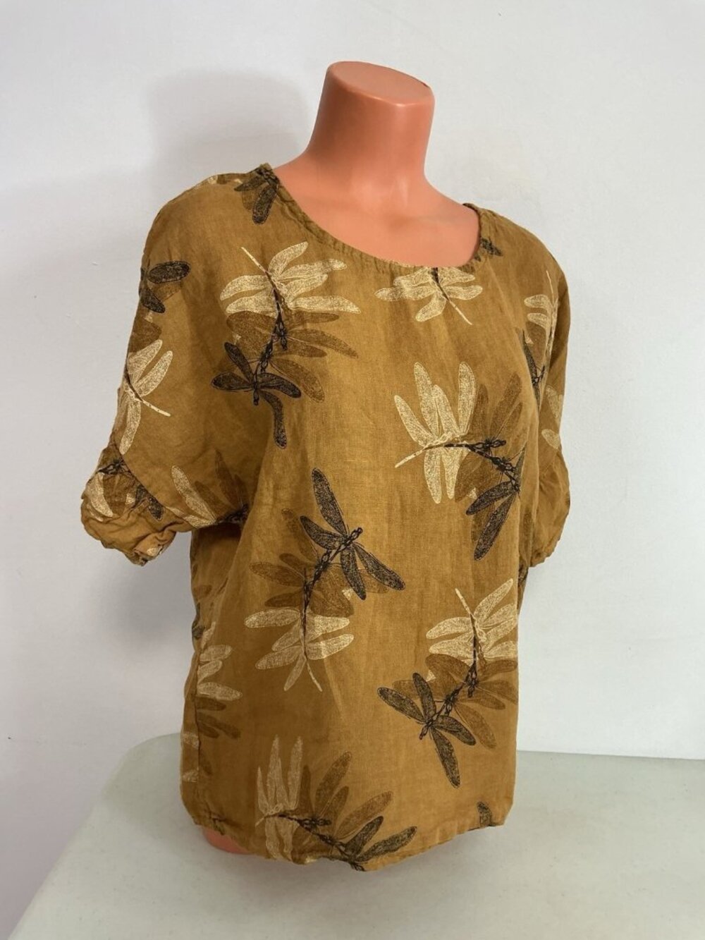 Elena Baldi Linen Dragonfly Shirt Made in Italy Womens Large